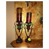 Two matching candle holders
