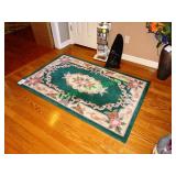 Green floral entry way rug
