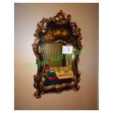Gold & black oriental style mirror