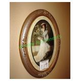 2 Vintage female oval framed prints