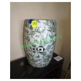 Green & white decorative glass plant stand