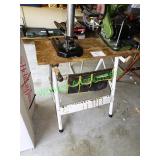 White metal machine stand