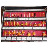 Assorted router bits - includes case