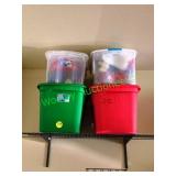 Assorted Christmas decor in 4 totes
