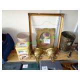 Picture frames, metal trash cans & other items