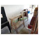 Two wood saw horses