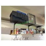 Tote, fan & assorted paints, finishes & spray cans