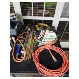 3 HD extention cords, torch & rebar in group