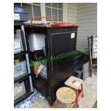 Wood shelf unit & contents