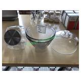 Cookie jar and glassware in group