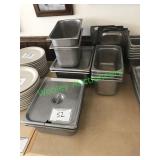 Assorted stainless steel inserts and lids –