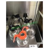 Seven coffee pots in group