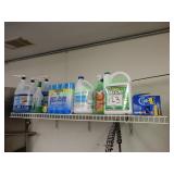 Assorted kitchen cleaning soaps and chemicals in