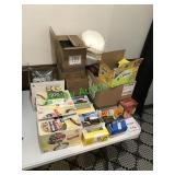 Large assortment of coffee, tea, sweeteners and