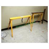 Two - Yellow Metal Adjustable Saw Horses