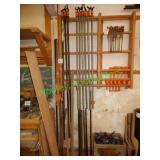 9 Assorted Long Wood Working Clamps Hanging