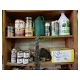 Contents of 3 Upper Shelves and Box w/ Wood Finish