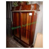 Large Wood Glass Cabinet w/ Shelves