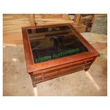 Hardwood Display Coffee Table w/ Bevelled Glass