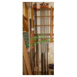 9 Assorted Long Wood Working Clamps Hanging