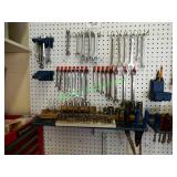 Assorted Wrenches & Sockets in Group on Peg Board
