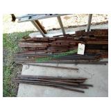 Fence Post, Metal, Wood Pieces & Concrete Blocks