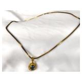 Simulated Sapphire Pendant Necklace