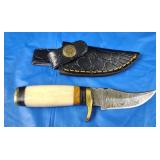 Damascus Knife w/Sheath, New