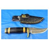 Damascus Knife w/Sheath, New
