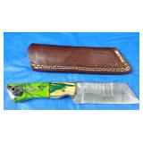 Damascus Knife w/Sheath, New