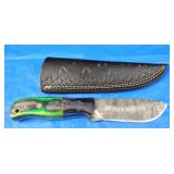 Damascus Knife w/Sheath, New