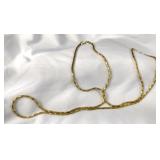 Heavy Gold Tone Twisted Box Chain Necklace