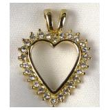 Gold Tone w/ Rhinestones Heart Pendant