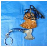 Damascus Keychain Hatchet w/Sheath, New