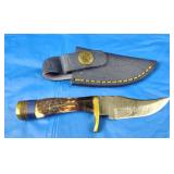 Damascus Knife w/Sheath, New