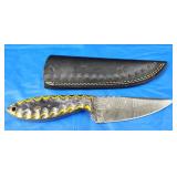 Damascus Knife w/Sheath, New