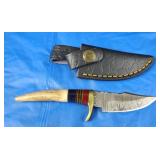 Damascus Knife w/Sheath, New