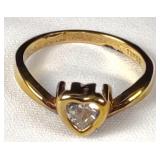 18k Gold Electroplated Heart CZ Ring