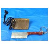 Damascus Keychain Knife w/Sheath, New