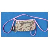 Cleto Brown & Pink Trim Zippered Purse, New