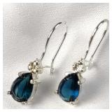 Simulated Blue Sapphire Earrings