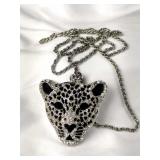 Lg Leopard Head Pendant Necklace
