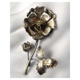 Sterling Rose Brooch