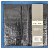 Black Croc Embossed Leather Travel Wallet