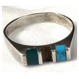 Sterling Turquoise & Malachite Ring - Mexico