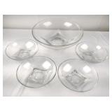 Glass Salad Bowl & 4 Serving Bowls