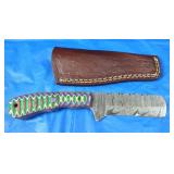 Damascus Bull Cutter Knife w/Sheath, New