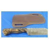 Damascus Knife w/Paddle Sheath, New
