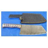 Damascus Cleaver w/Sheath, New