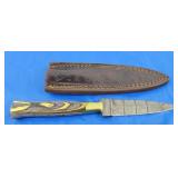 Damascus Boot Dagger w/Sheath, New